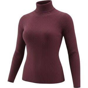 Vtg Lauren Ralph Lauren Sweater M Wine Ribbed Cotton Turtleneck Classic Preppy